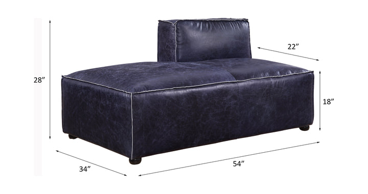 Birdie Modular - Chaise in Vintage Blue Top Grain Leather - line drawing
