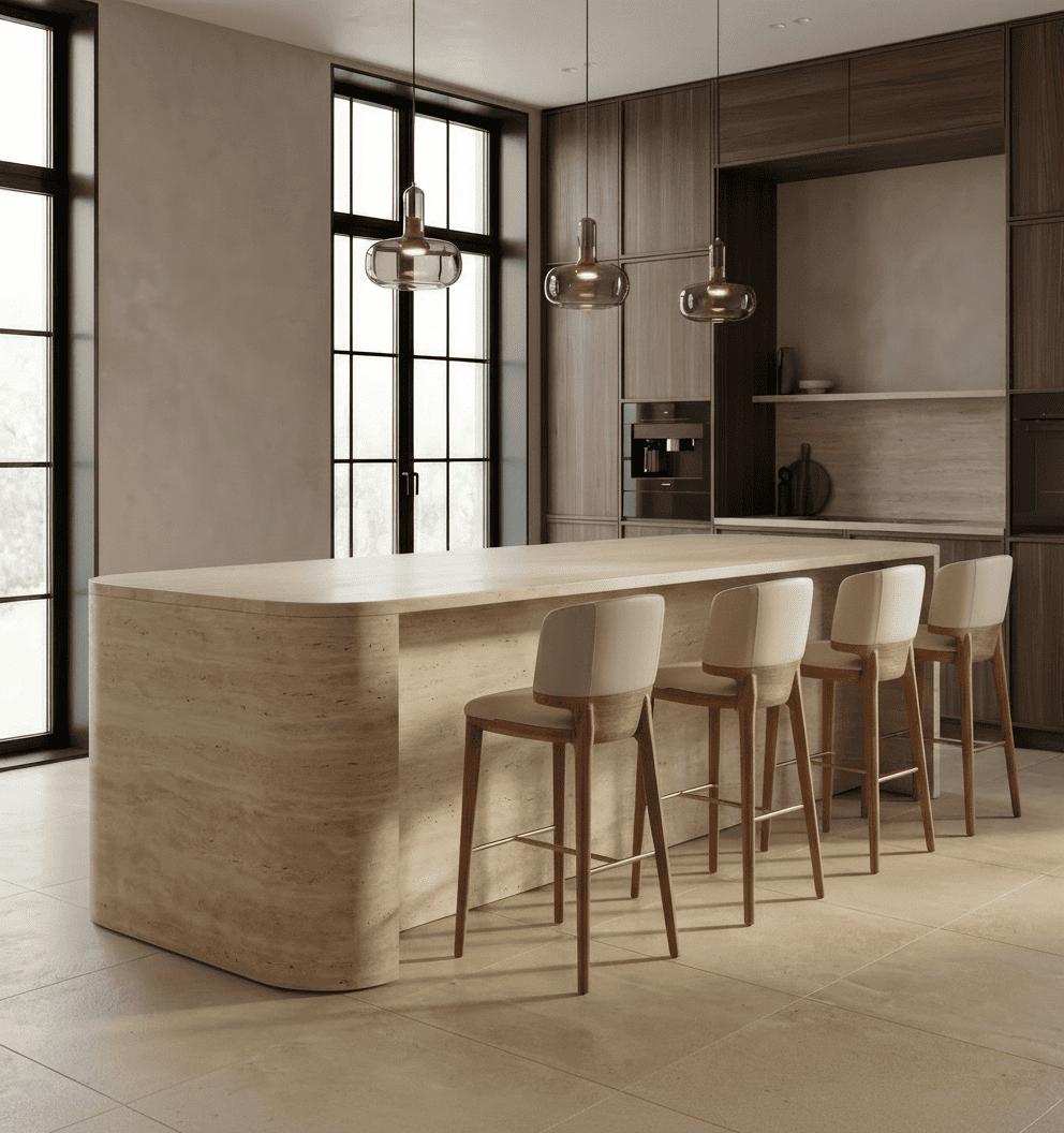 Calvary - Mid-Century Modern Beige Vegan Leather + Walnut Counter Chair - View 6