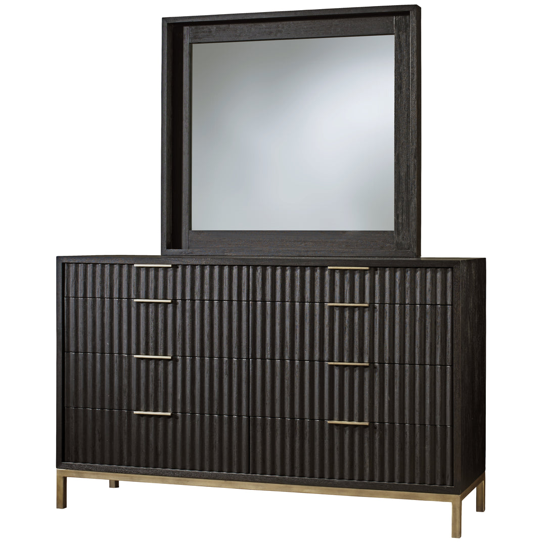 Modus Furniture 8Zu582A Kentifield Solid Wood Eight Drawer Dresser In Black Drifted Oak 2024