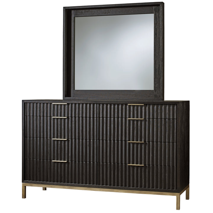 Modus Furniture 8Zu582A Kentifield Solid Wood Eight Drawer Dresser In Black Drifted Oak 2024
