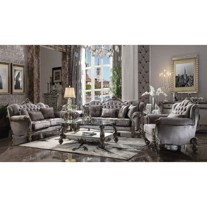 Versailles Chair with Pillow in Velvet &amp; Antique Platinum