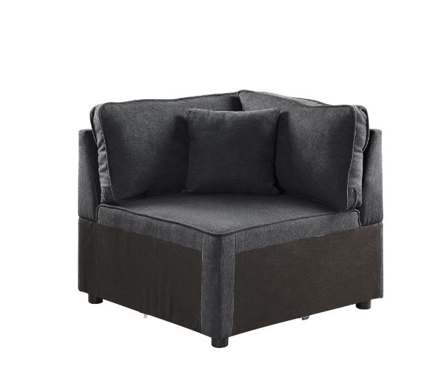 Silvester Modular - Wedge with Pillow in Gray Fabric
