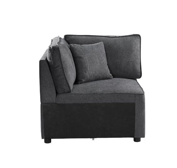 Silvester Modular - Wedge with Pillow in Gray Fabric