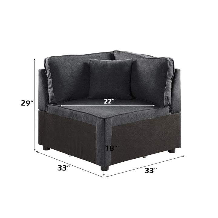 Silvester Modular - Wedge with Pillow in Gray Fabric - dimensions
