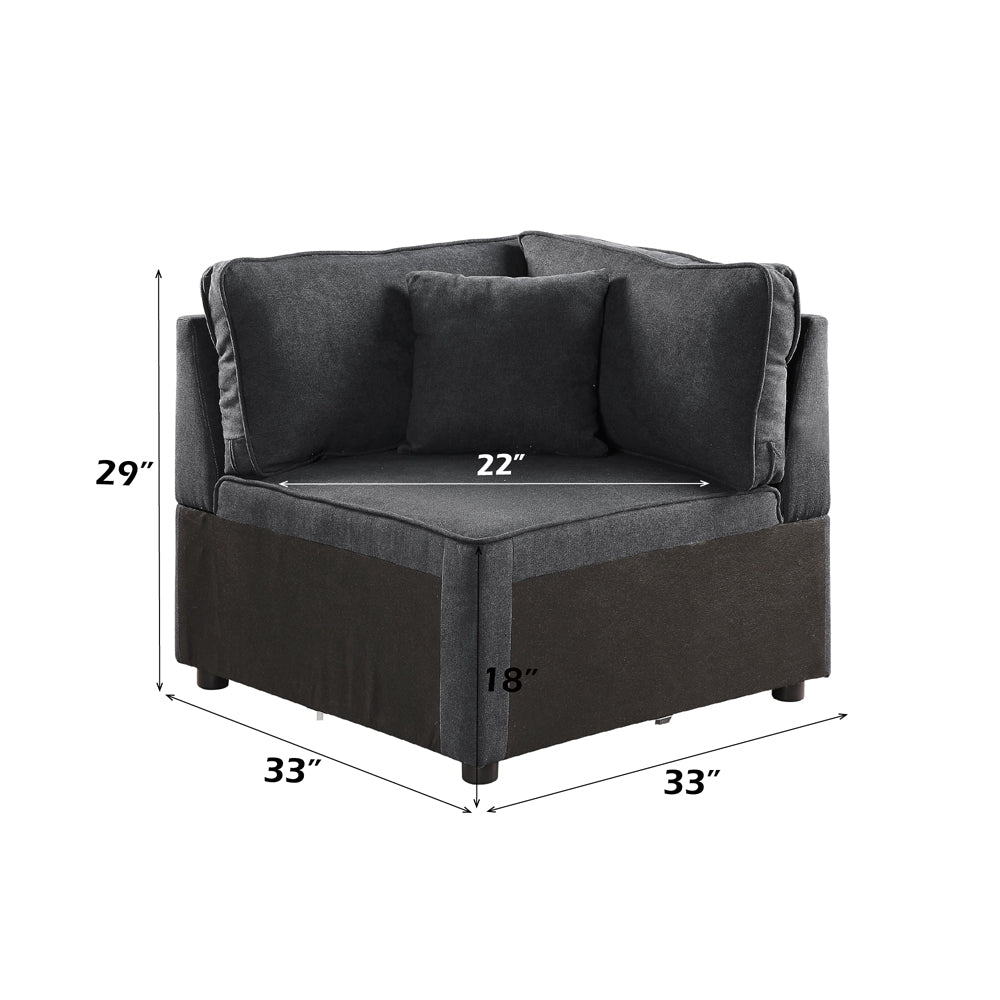 Silvester Modular - Wedge with Pillow in Gray Fabric - dimensions