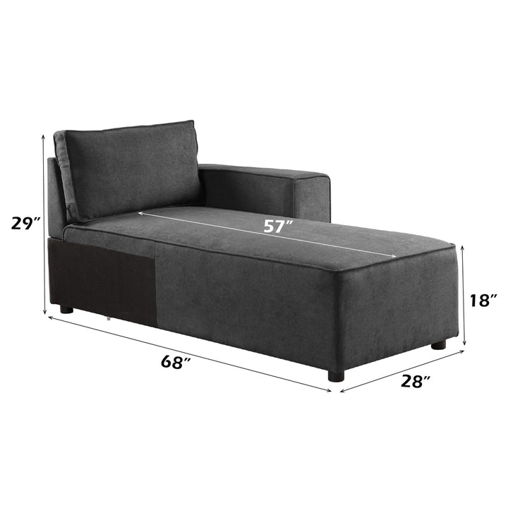 Silvester Modular - Chaise with 2 Pillows in Gray Fabric - dimensions