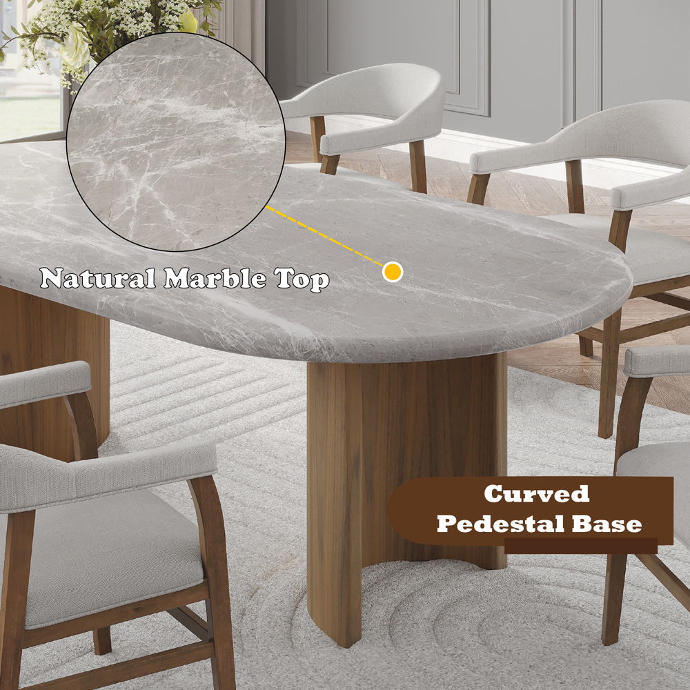 Darcy - Dining Table - Natural Marble Top & Dark Walnut