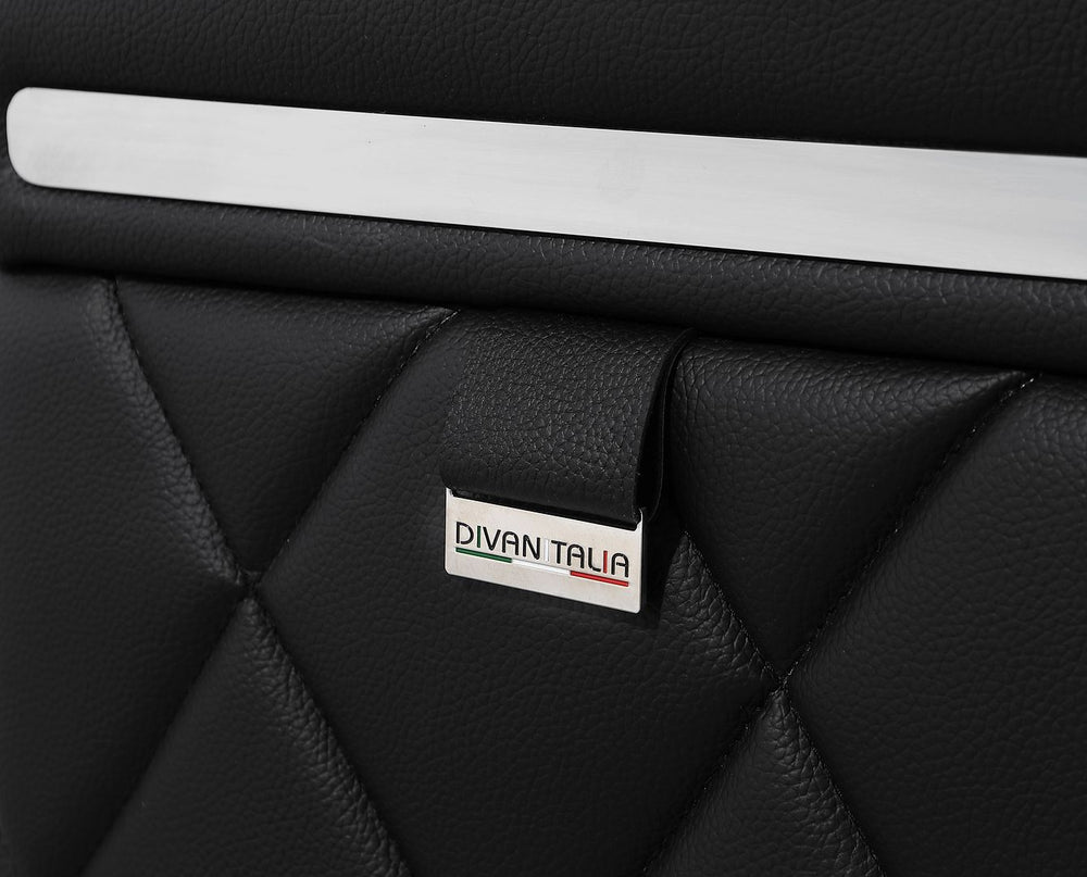 DivanItalia 1140 Loveseat with Adjustable Headrest in Top-Grain Italian Leather - Black