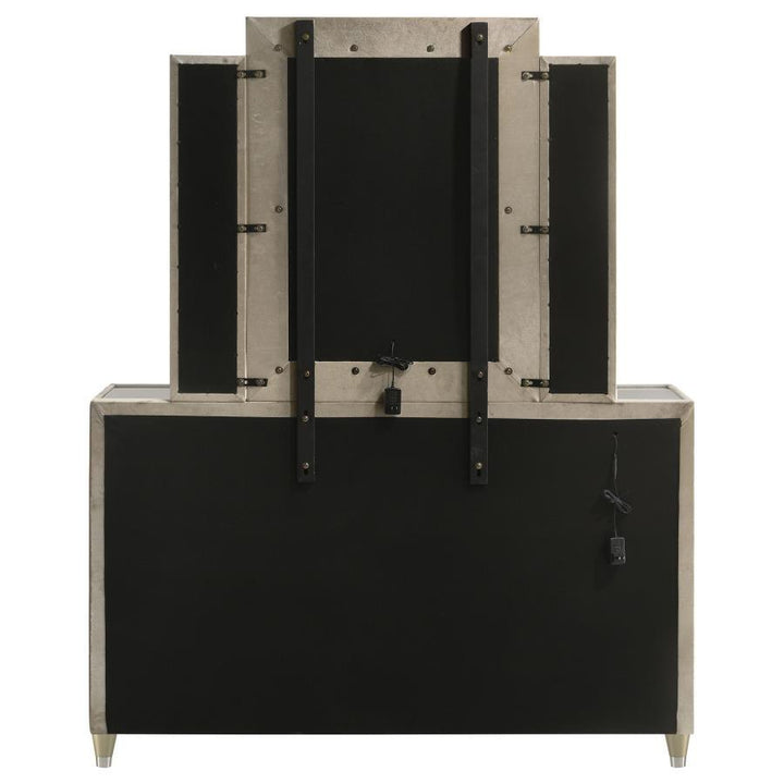 Lorient - 8-Drawer LED Dresser With Mirror - Ivory And Camel