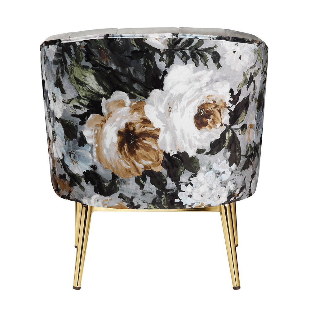 Colla - Accent Chair - Gray Velvet & Gold