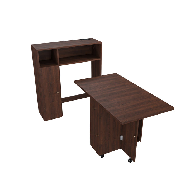 folding-dining-table-with-wall-mounted-sideboard-storage-in-walnut