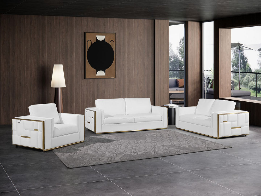 DivanItalia 1130 3-Piece Sofa Set in Top-Grain Italian Leather - White