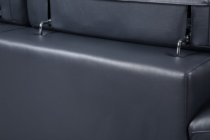 DivanItalia 727 Right Arm Facing Sectional with Adjustable Headrest in Top-Grain Italian Leather - Navy