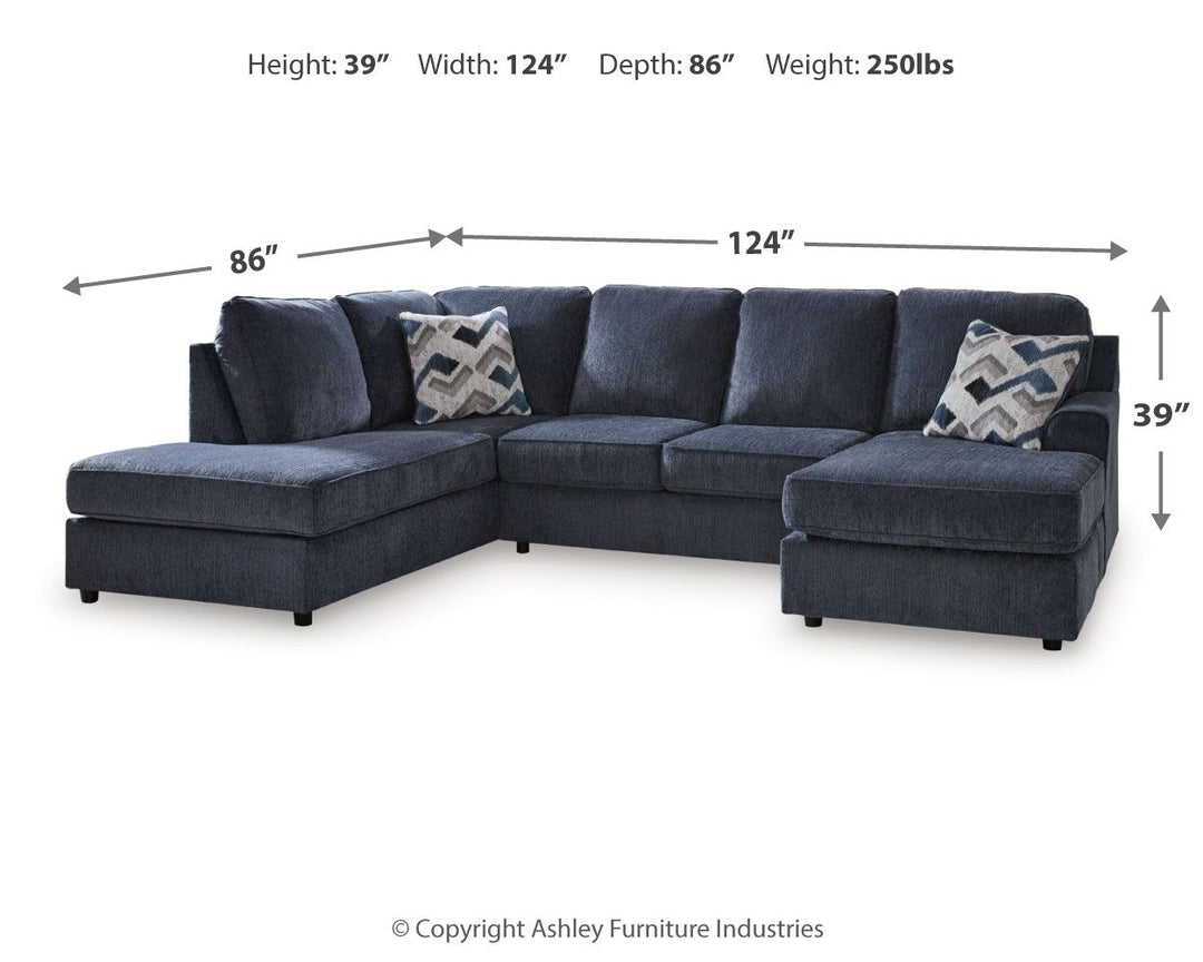 Albar Place - 2-Piece Sectional With Raf Sofa Chaise - Cobalt by Ashley Furniture product image