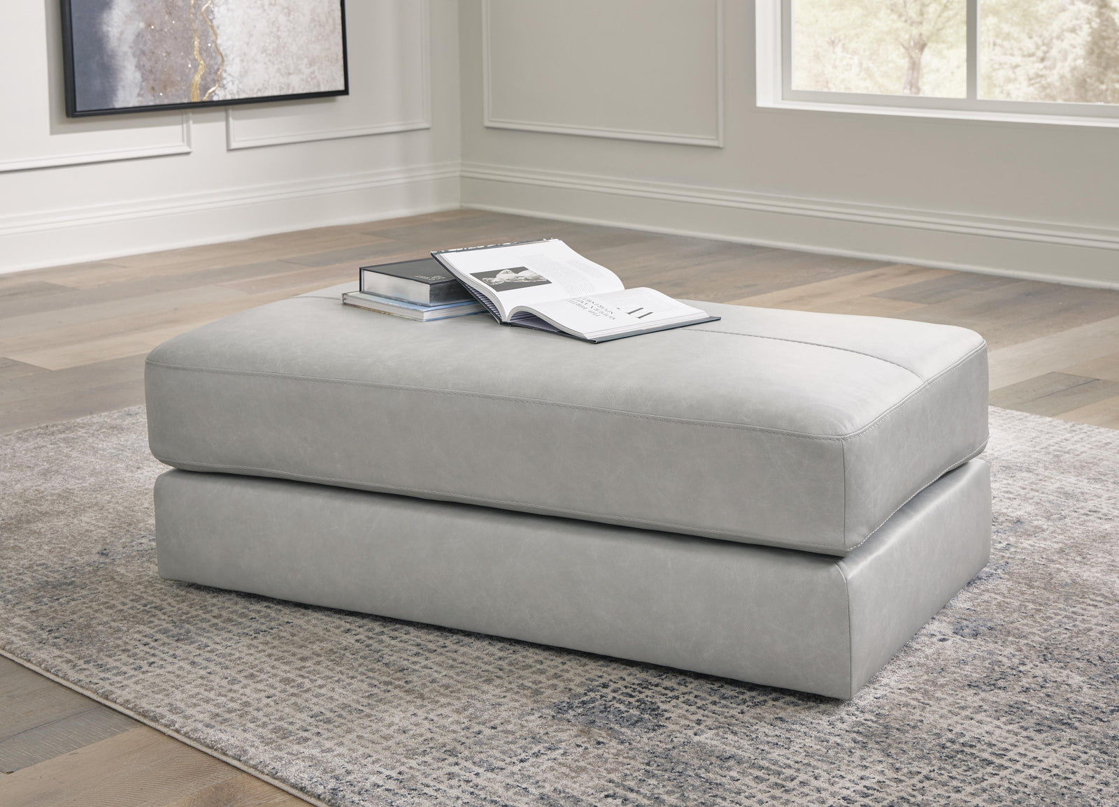 Amiata Oversized Accent Ottoman - Pearl Silver (2)