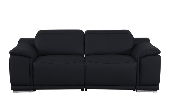 DivanItalia 9762 2-Piece Modular Power Reclining Console with 2 Power Recliners in Top Grain Italian Leather - Black
