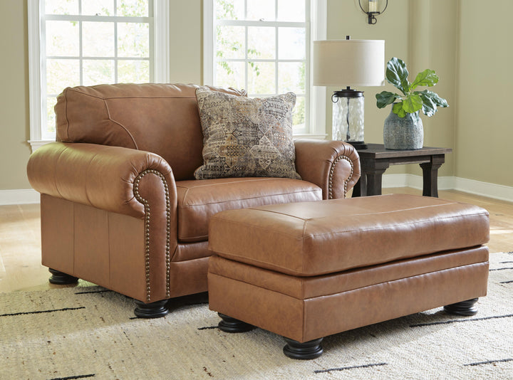 Carianna Oversized Chair and Ottoman - Caramel (1)