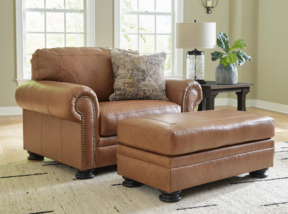Carianna Oversized Chair and Ottoman - Caramel (1)