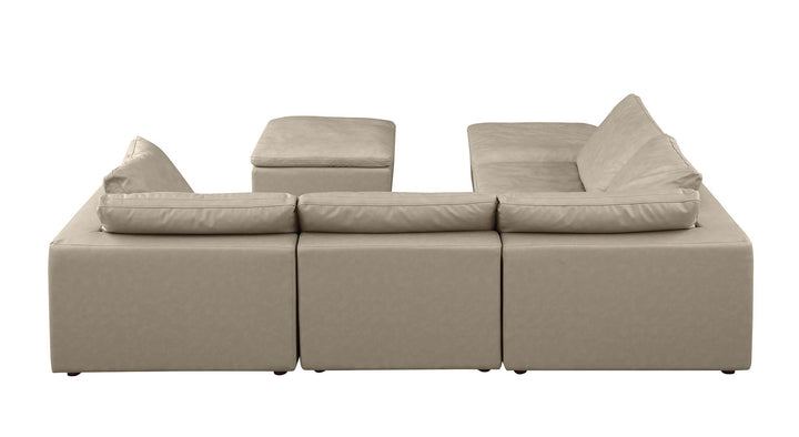 DivanItalia 1100 6-Piece Left Arm Facing 3-Seat Sectional – Top-Grain Italian Leather - Beige