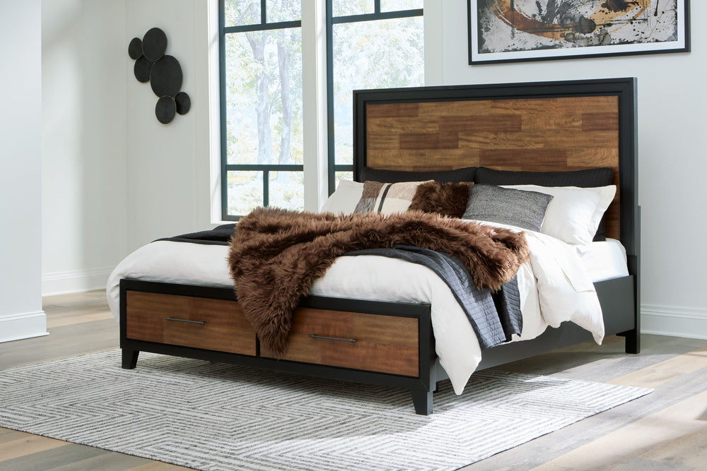Kraeburn - California King Panel Storage Bed - Brown / Black by Ashley Furniture product image