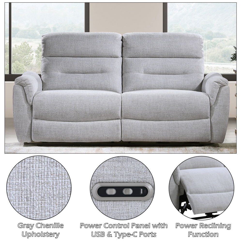 Eastre - Power Motion Sofa With USB Port - Beige Chenille