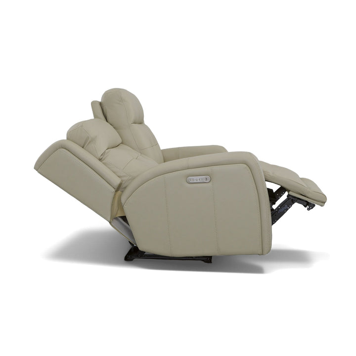 Grant Leather Power Reclining Loveseat with Power Headrests in Ivory