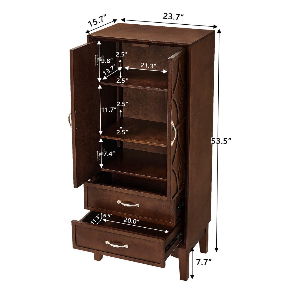 53.5-Inch Mid-Century Modern Kitchen Pantry Storage Cabinet in Walnut