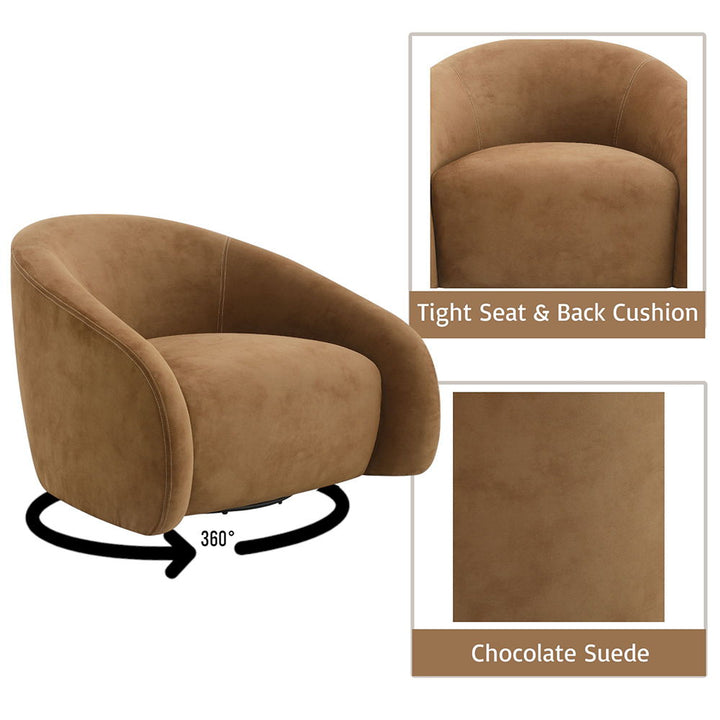 Zoey - Accent Chair With Swivel - Chocolate Suede