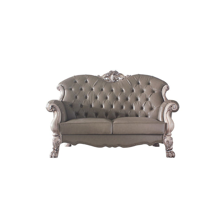 Dresden - Loveseat With 3 Pillows - Synthetic Leather & Vintage Bone White
