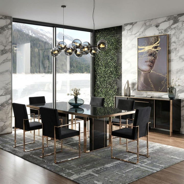 Cartier Modern Black &amp; Rosegold Dining Table