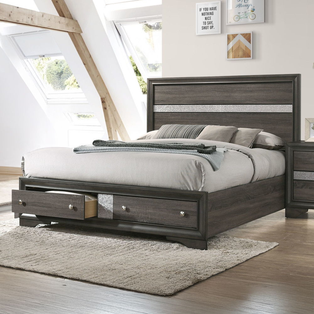 ACME Furniture Naima Eastern King Bed With Storage Gray