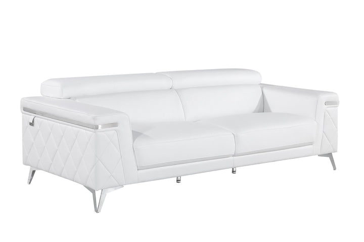 DivanItalia 1140 Sofa with Adjustable Headrest in Top-Grain Italian Leather - White