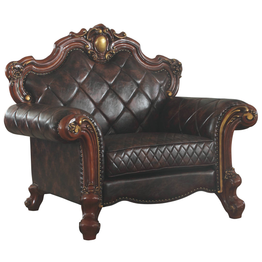 Picardy Chair with Pillow in Leatherette & Honey Oak