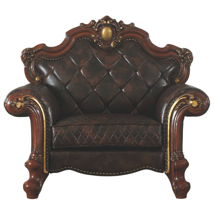 Picardy Chair with Pillow in Leatherette &amp; Honey Oak
