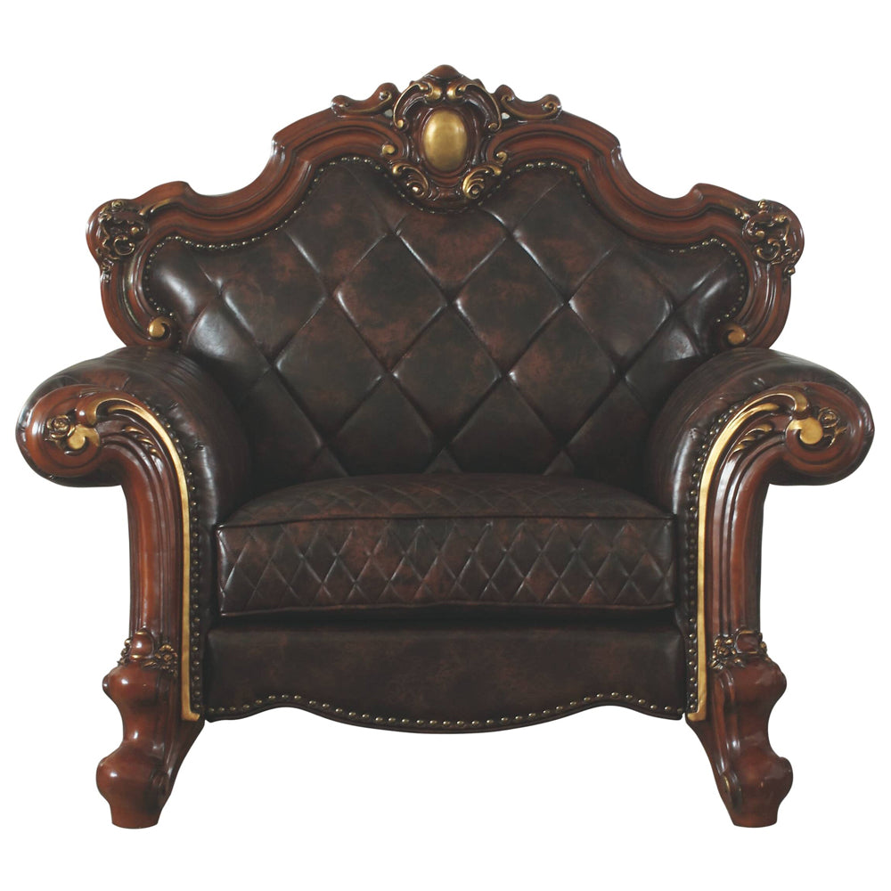 Picardy Chair with Pillow in Leatherette & Honey Oak