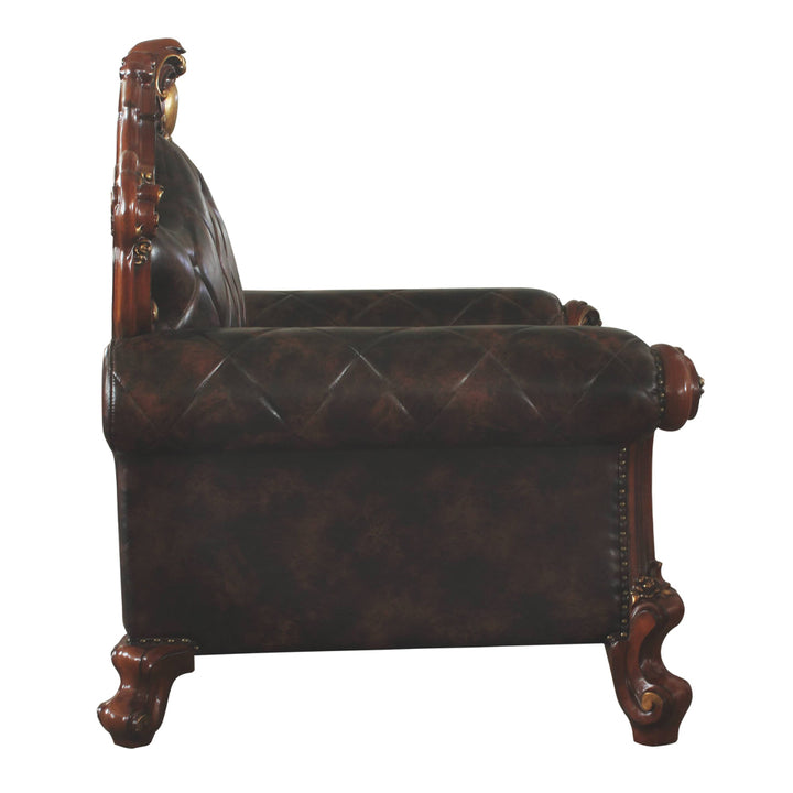 Picardy Chair with Pillow in Leatherette &amp; Honey Oak