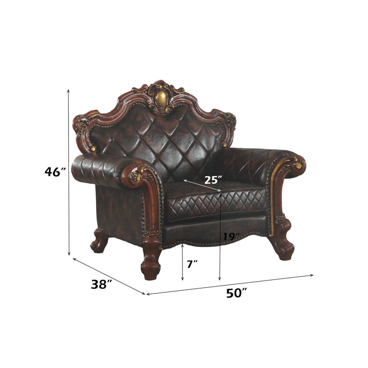 Picardy Chair with Pillow in Leatherette &amp; Honey Oak - dimensions