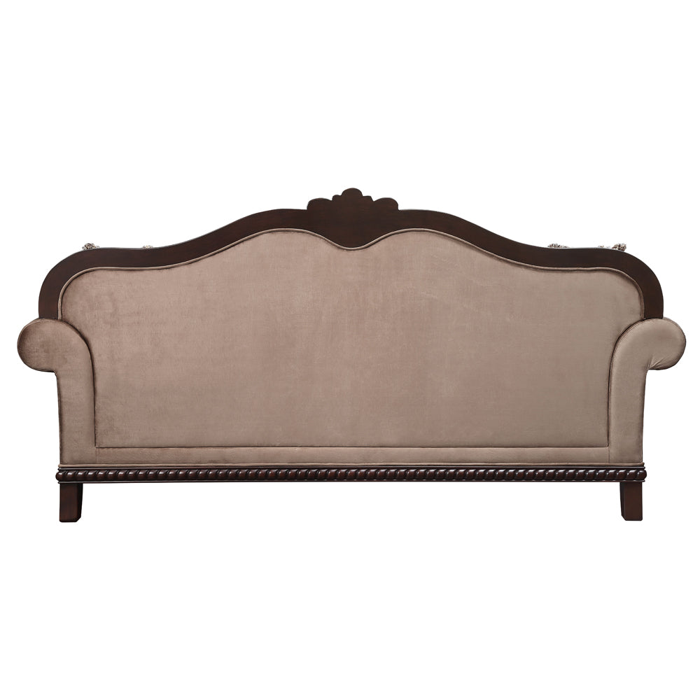 Chateau De Ville Sofa with 5 Pillows (Same LV01588) in Fabric & Espresso