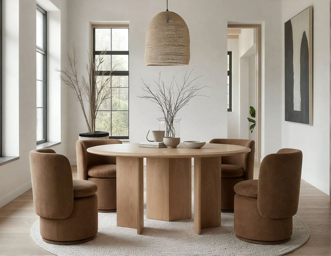 Masuda  Modern Natural Ash Round Dining Table
