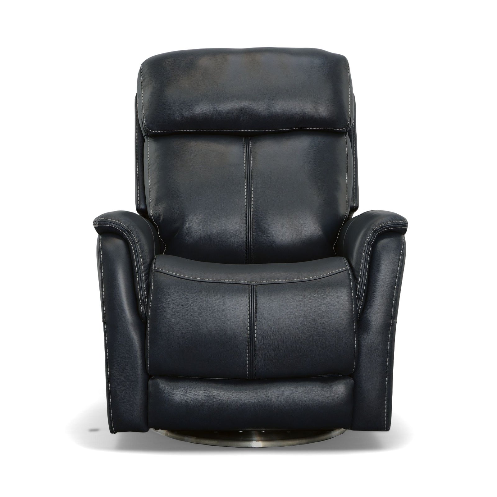 View Leather Power Swivel Recliner with Power Headrest in Ocean
