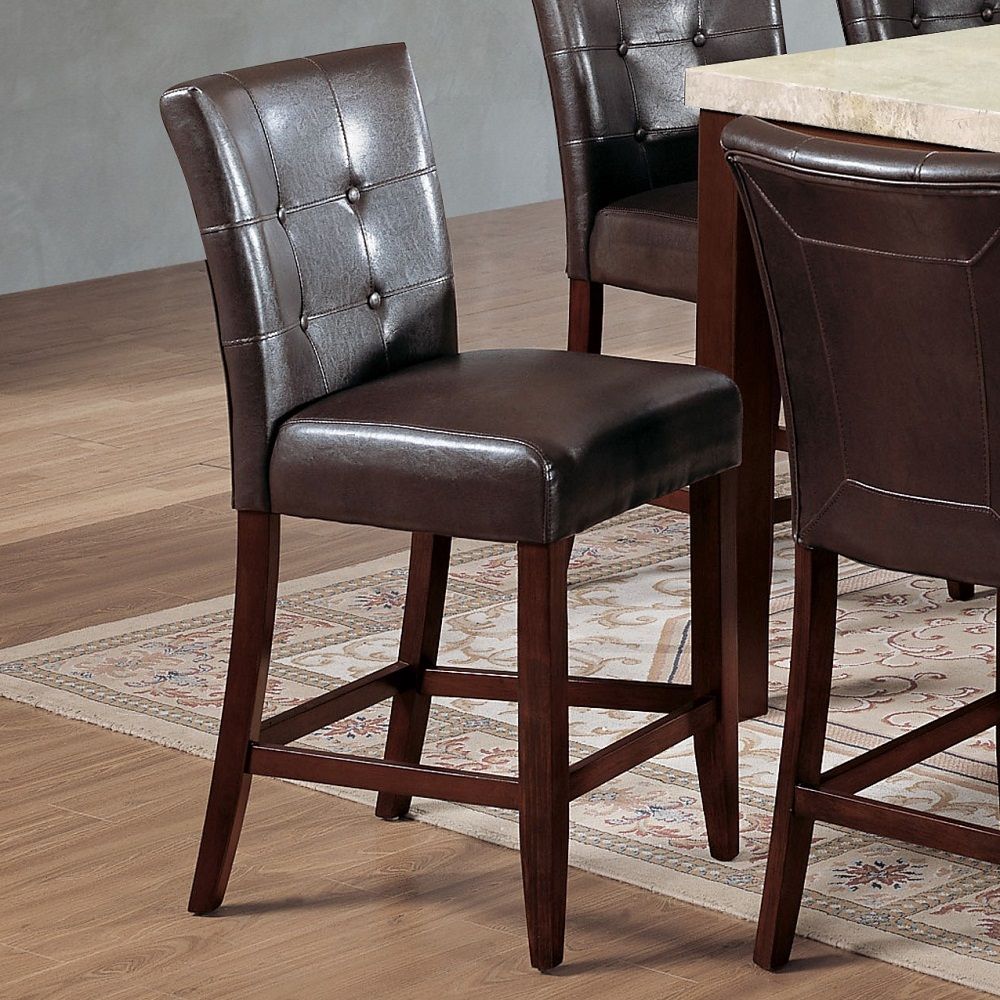 Britney - 20" Counter Height Chair Set of 2) - Espresso Synthetic Leather & Walnut