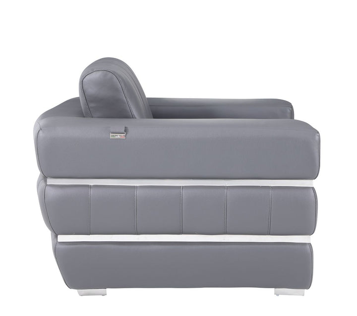 DivanItalia 904 Chair in Top-Grain Italian Leather - Dark Gray