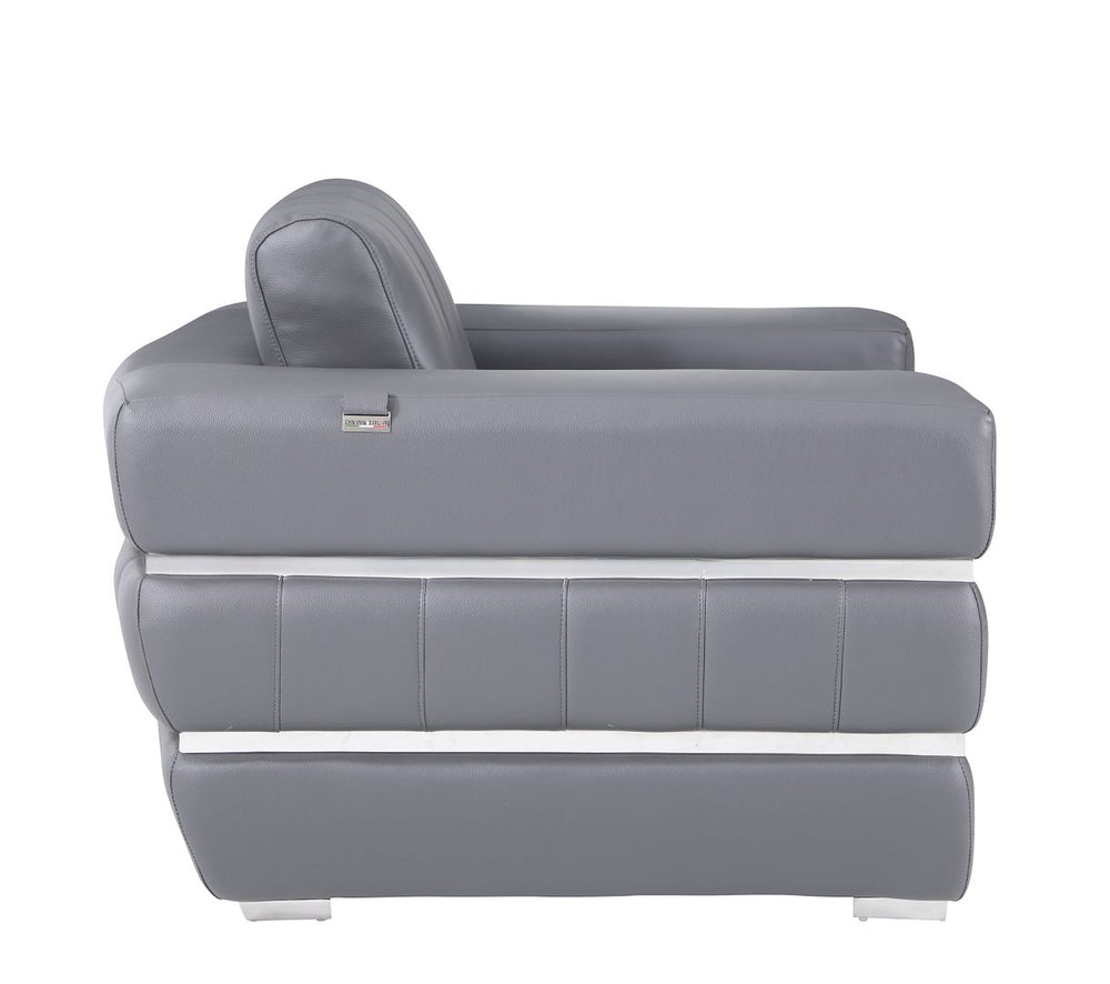 DivanItalia 904 Chair in Top-Grain Italian Leather - Dark Gray