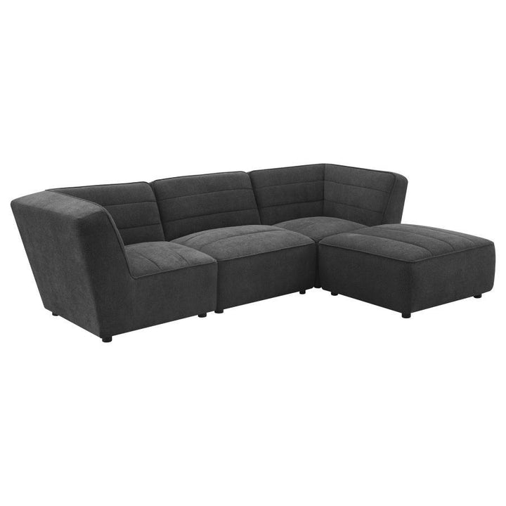 Sunny - Square Upholstered Ottoman - Dark Charcoal