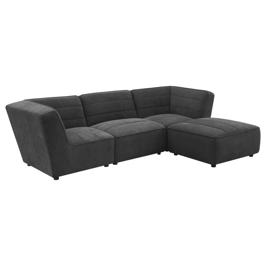 Sunny - Square Upholstered Ottoman - Dark Charcoal