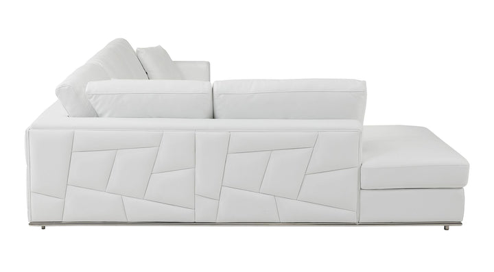 DivanItalia 998 Left Arm Facing Sectional in Top-Grain Italian Leather - White