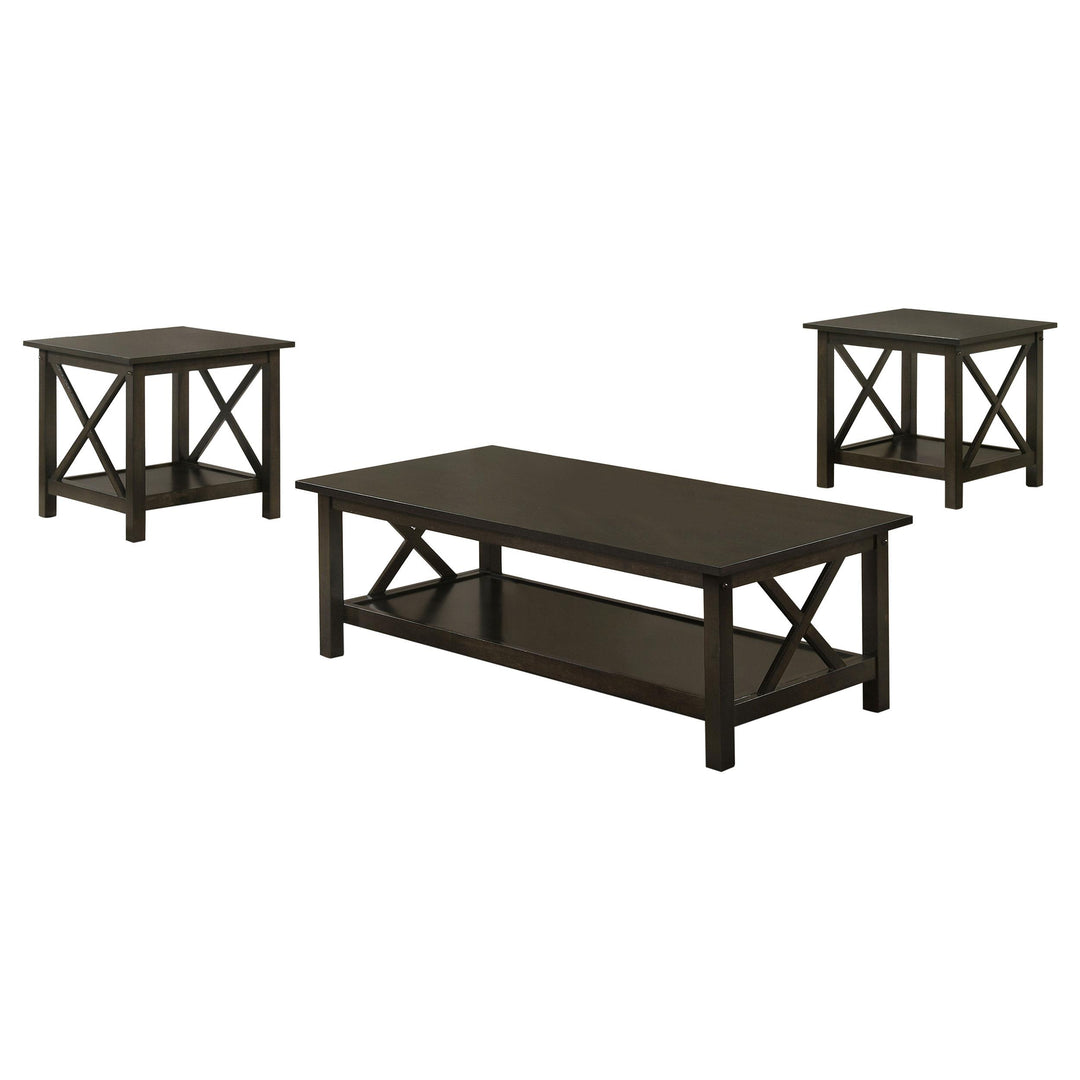 Coaster Furniture 5909 Rachelle 3-Piece Rectangular Coffee Table Set Deep Merlot