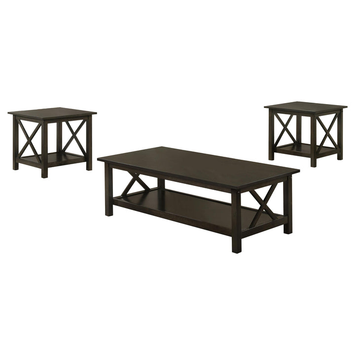 Coaster Furniture 5909 Rachelle 3-Piece Rectangular Coffee Table Set Deep Merlot