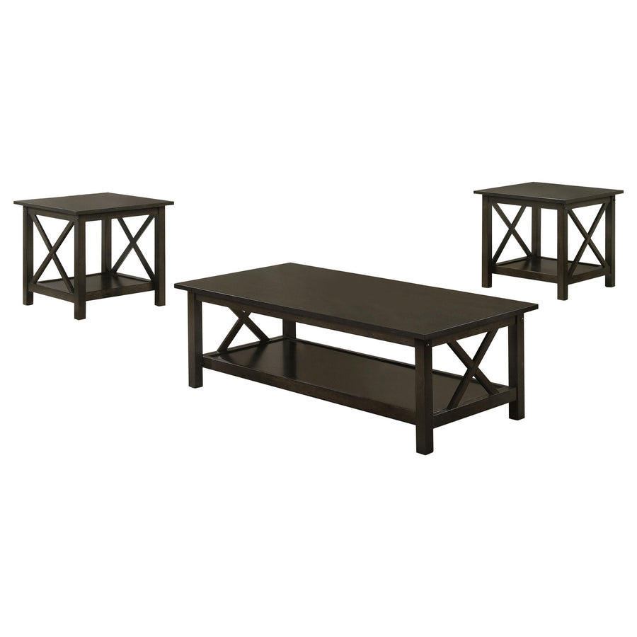 Coaster Furniture 5909 Rachelle 3-Piece Rectangular Coffee Table Set Deep Merlot