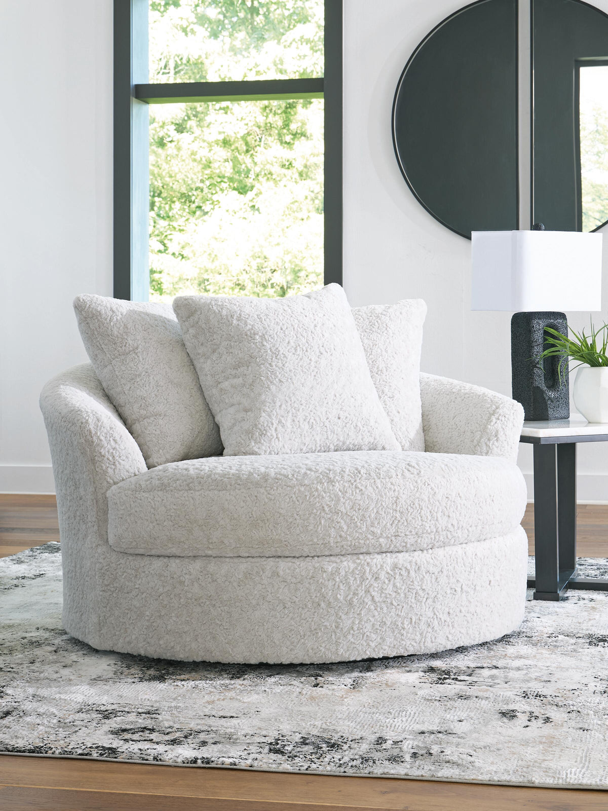 Cuddle Plush Oversized Swivel Accent Chair - White (2)